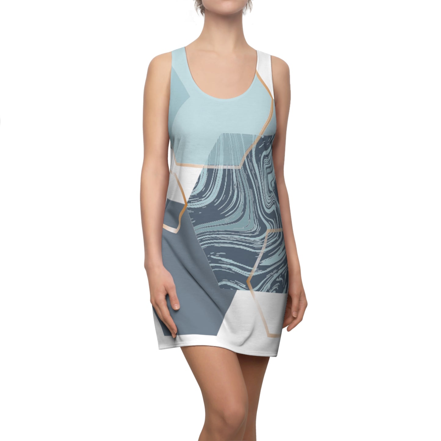 "GeoMetric Blue" Racerback Dress