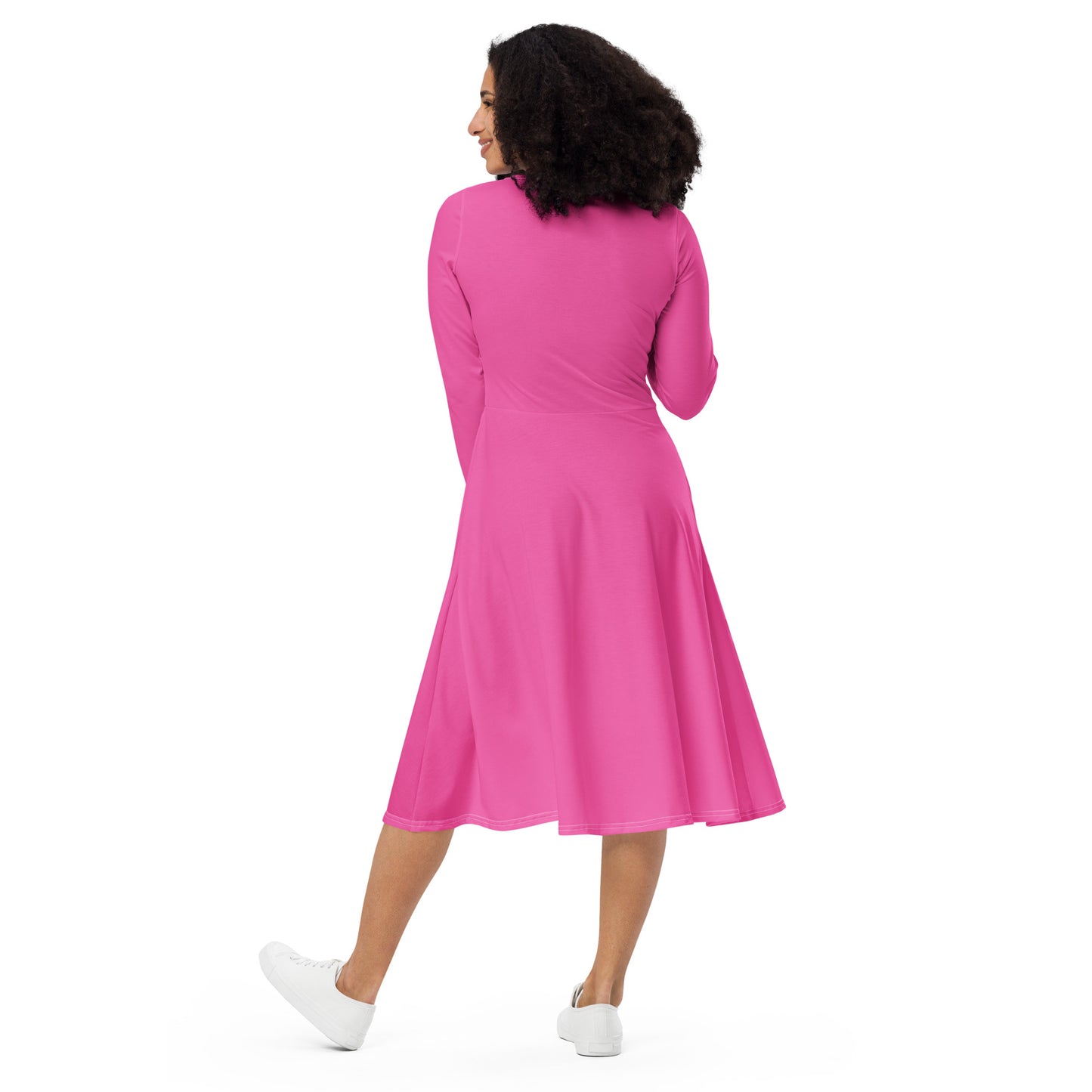 "Pink" Long Sleeve Midi Dress